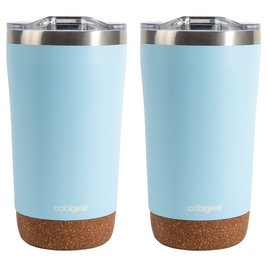 Cool Gear 2-Pack American Designed, Stainless Steel, Dishwasher Safe, Copper Lined BPA Free Lid Tumbler, 16 oz