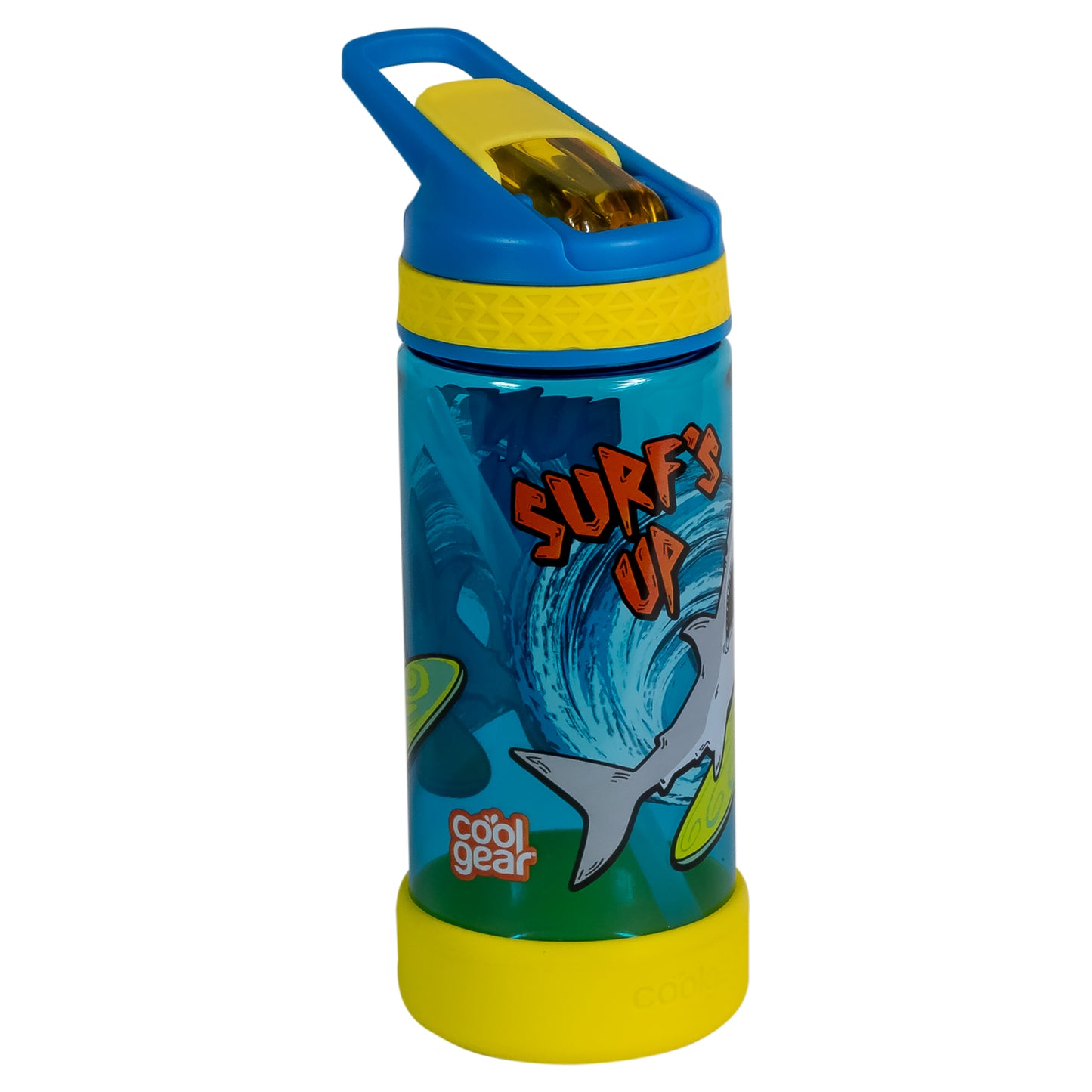 COOL GEAR 4-Pack Kid's 16 oz System Sipper Water Bottle | Made with Durable Tritan Plastic | Freezer Gel Stick, Carrying Loop, and Non-Slip Grip | Great For School, Sports, Outdoors and More