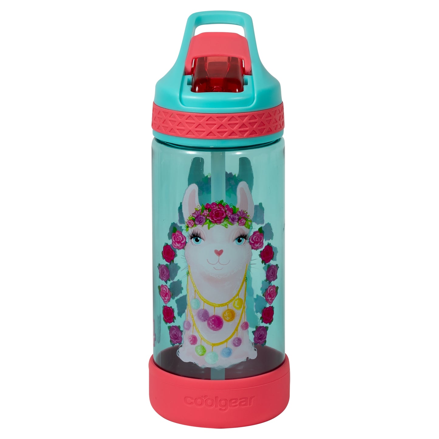 COOL GEAR 4-Pack Kid's 16 oz System Sipper Water Bottle | Made with Durable Tritan Plastic | Freezer Gel Stick, Carrying Loop, and Non-Slip Grip | Great For School, Sports, Outdoors and More