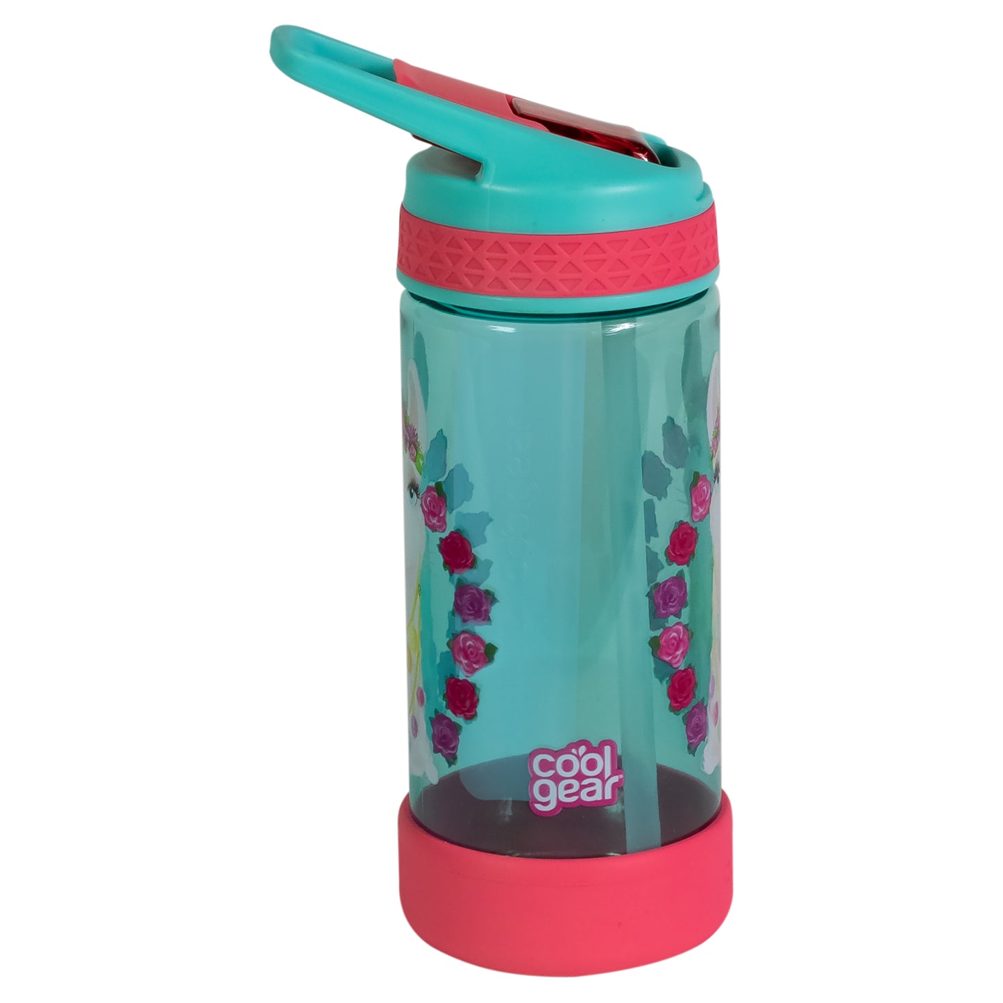 COOL GEAR 4-Pack Kid's 16 oz System Sipper Water Bottle | Made with Durable Tritan Plastic | Freezer Gel Stick, Carrying Loop, and Non-Slip Grip | Great For School, Sports, Outdoors and More