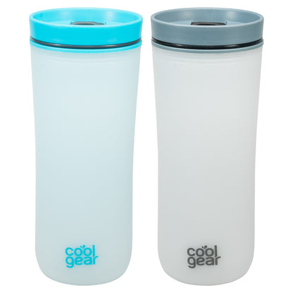 2 Pack COOL GEAR 16 oz Sumatra Coffee Travel Mug with Spill Resistant Slider Lid | Re-Usable Colored Tumbler
