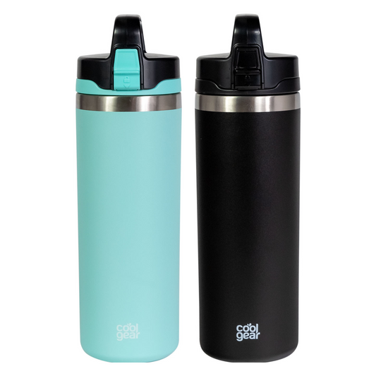 2 Pack COOL GEAR Niagara 25oz Stainless Steel Water Bottle | Locking lid | Pull up sipper