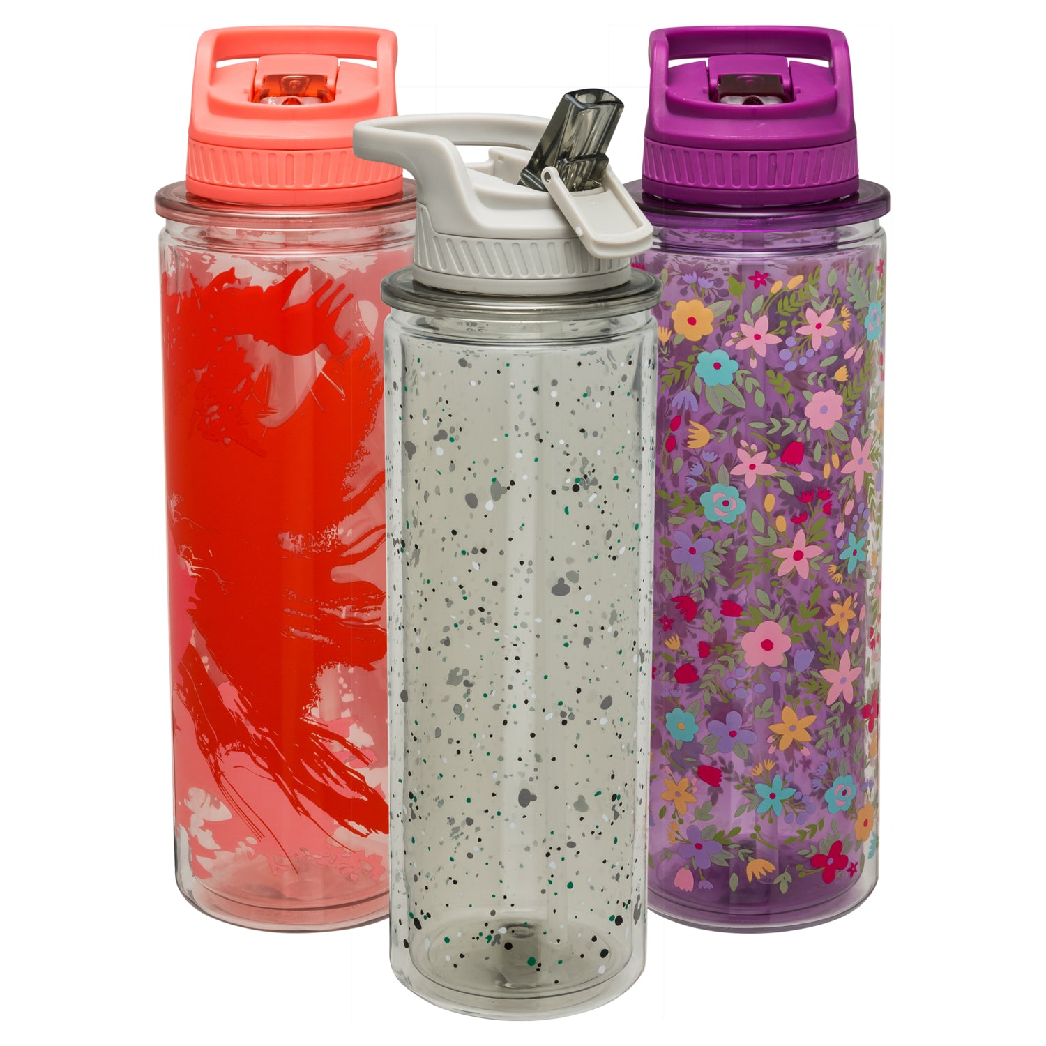 COOL GEAR 3-Pack 32 oz Essence Sipper Water Bottle with Wide Mouth