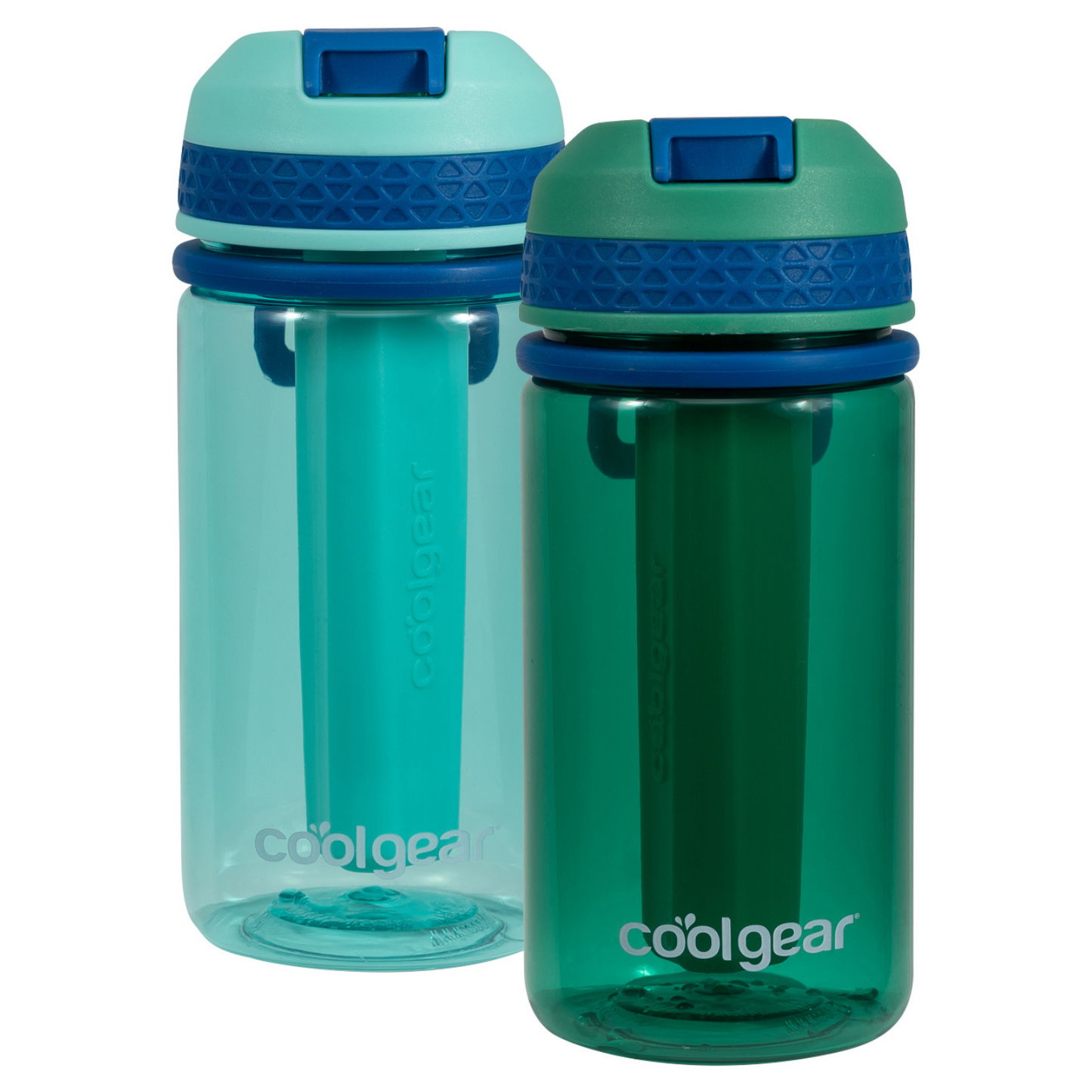 Cool Gear Tritan Shatter Resistant Leakproof Water Bottle, Textured Silicone Band with Sipper Lid, 18 Ounce, 2 Pack