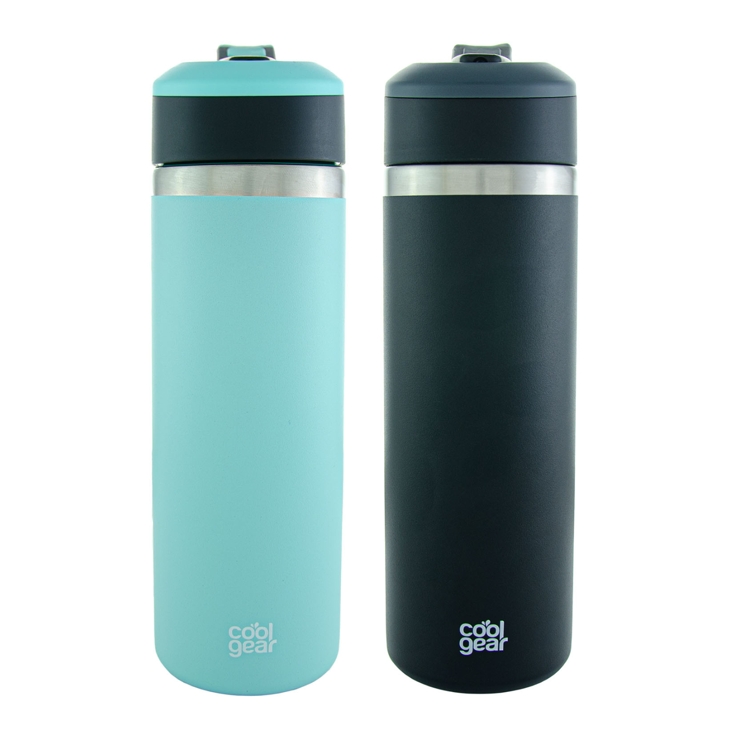 Thermoflask 32oz Insulated Standard Straw Tumbler, 2-Pack, Black/Teal Green