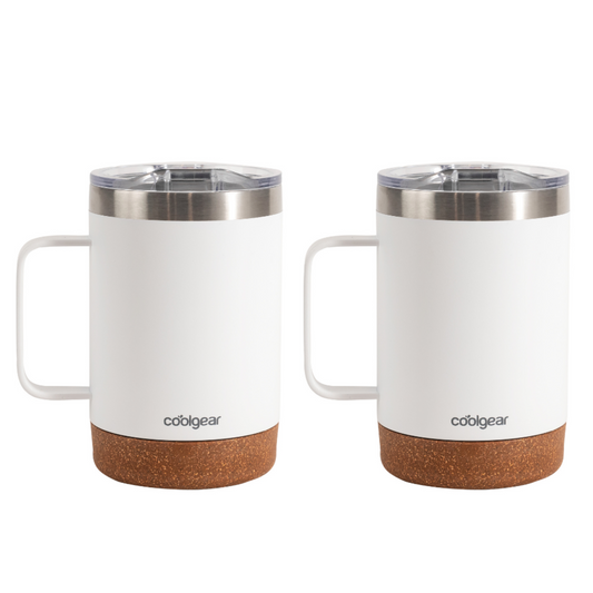 Cool Gear 2-Pack American Designed, Stainless Steel Copper Lined Mug with Handle, BPA Free Lid, 16 oz