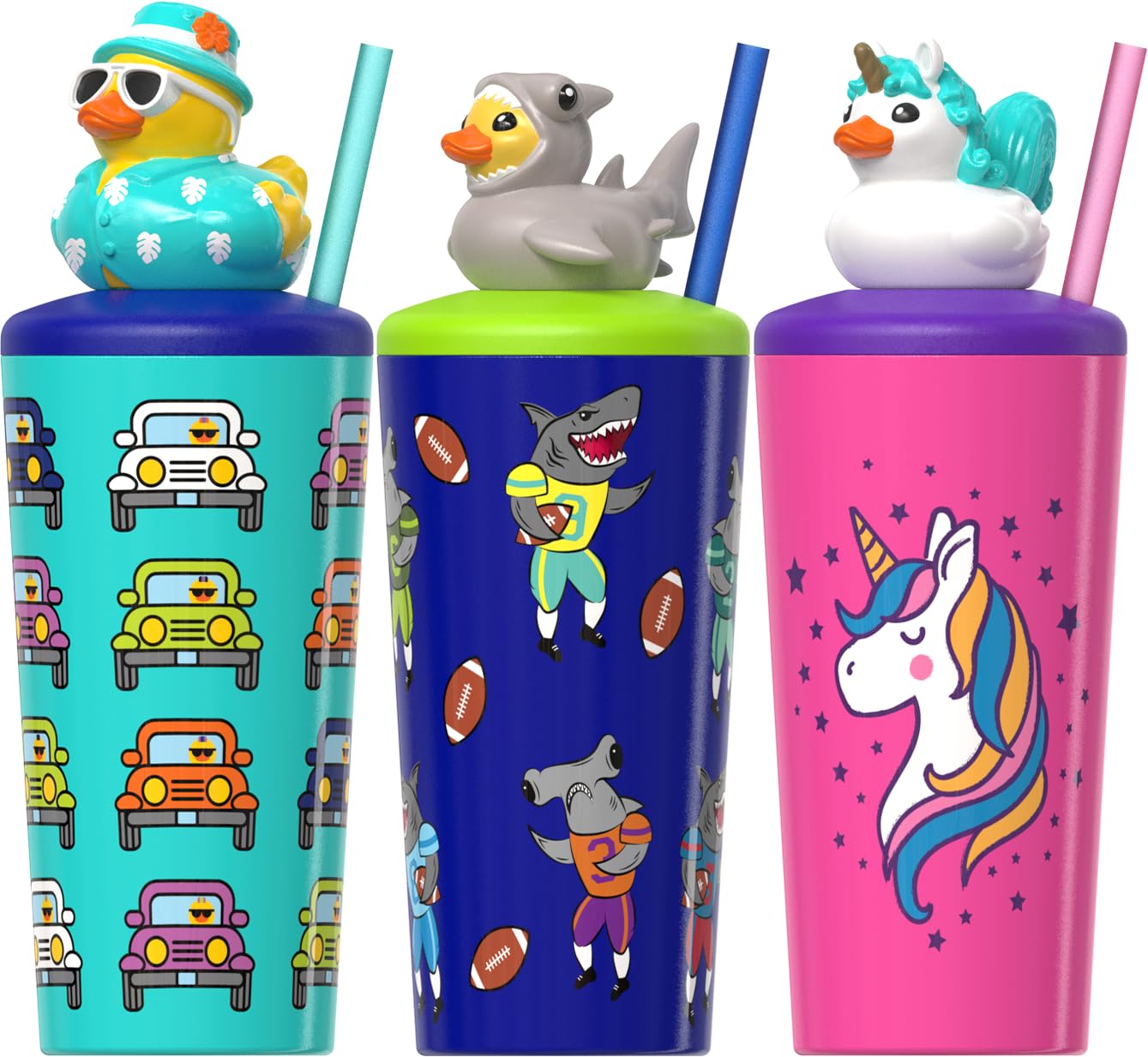 COOL GEAR 3-Pack 18 ozPop Topper Tumbler with Straw, Mix-and-Match Cha – Cool Gear