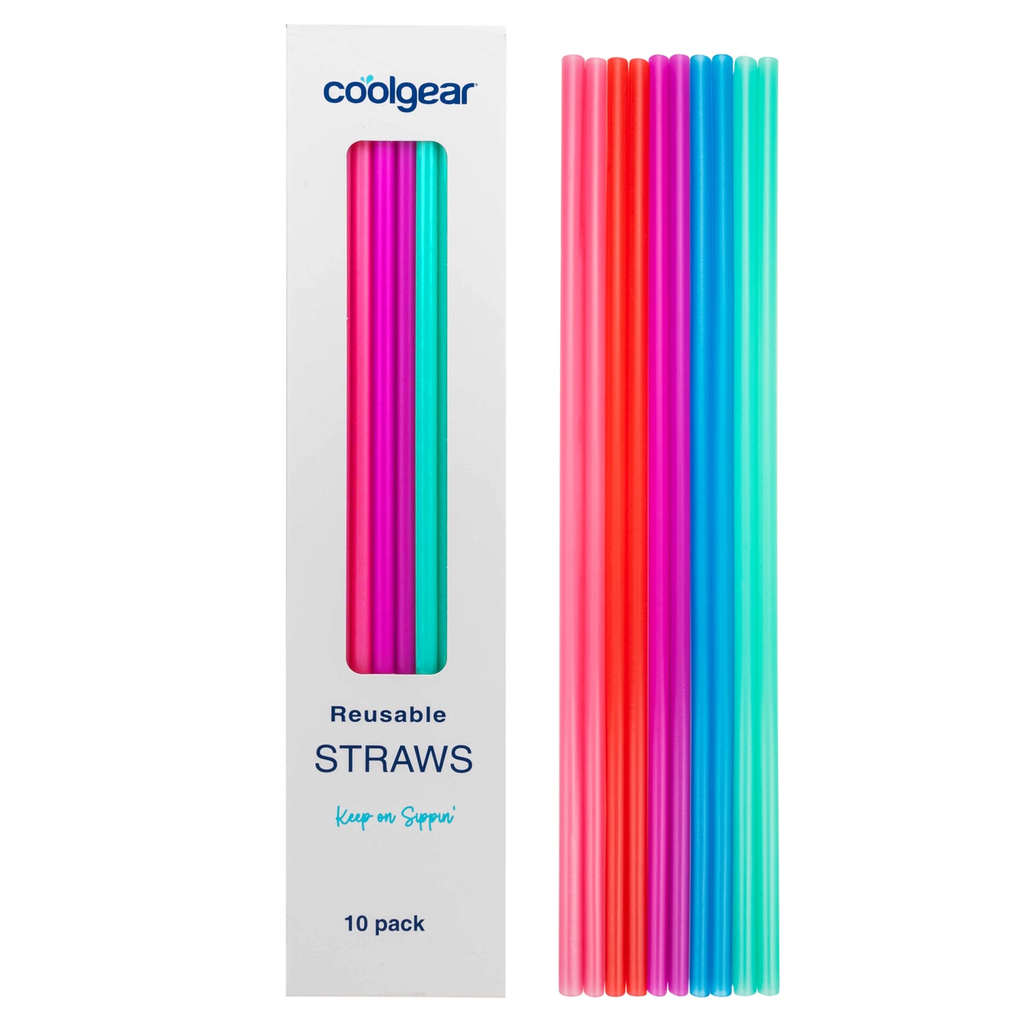 Cool Gear 10-Pack Reusable Drinking Straws | Eco-Friendly, Dishwasher Safe, Hard Plastic, Replacement Straws For Tumblers, Mason Jars, & Travel | Sturdy and Easy to Clean
