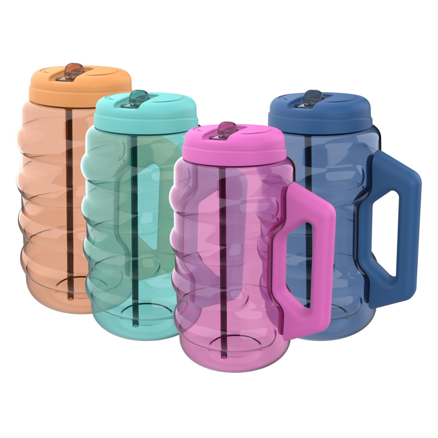 16 oz Kids Water Bottles with Straw Lid & Handle, 6 Pack