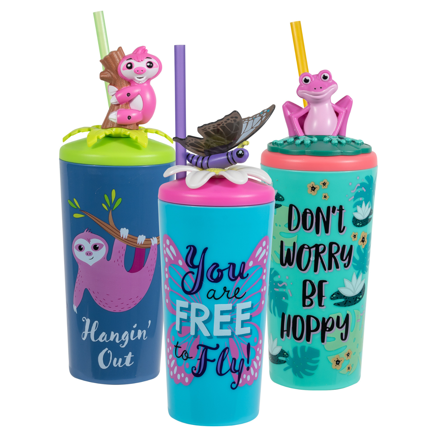Cool Gear Fun Model Threaded Character Lid Tumblers Toppers with straw