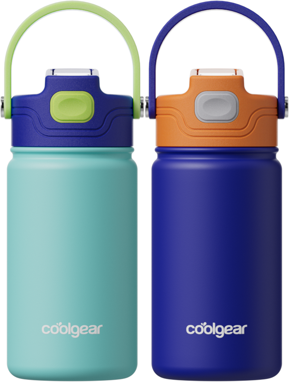 COOL GEAR 12 oz Journey Stainless Steel Water Bottle, Reusable Bottle with Handle, 2 Pack, BPA Free