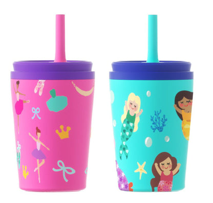 COOL GEAR 2-Pack  12 oz Slate Stainless Steel Tumbler with Straw Lid, Reusable Tumbler