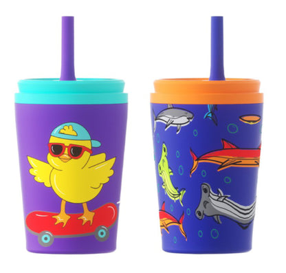 COOL GEAR 2-Pack  12 oz Slate Stainless Steel Tumbler with Straw Lid, Reusable Tumbler