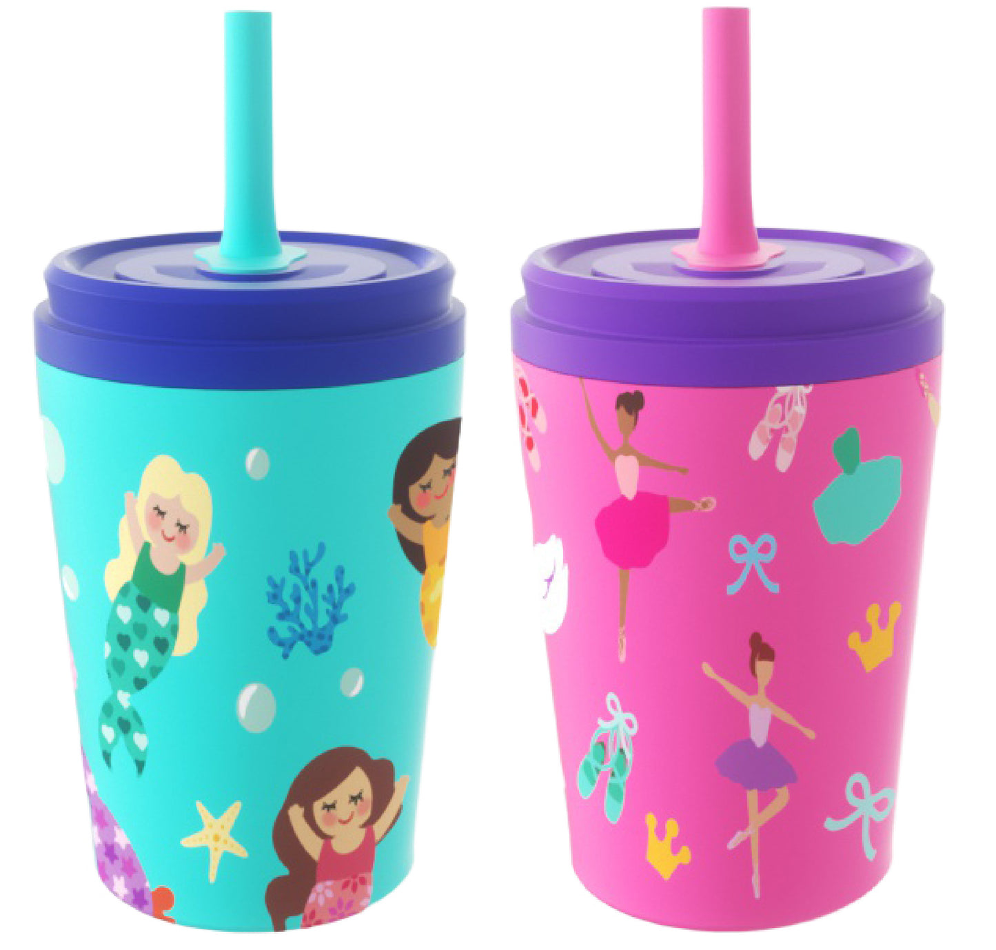 COOL GEAR 2-Pack  12 oz Slate Stainless Steel Tumbler with Straw Lid, Reusable Tumbler