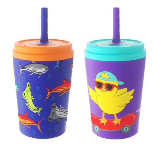 COOL GEAR 12 oz Slate Stainless Steel Tumbler with Straw Lid, Reusable Tumbler, 2 Pack