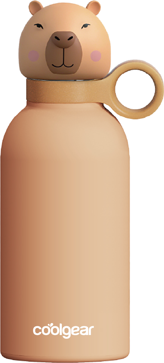 COOL GEAR 2-Pack 13 oz Bottle Buddy Stainless Steel Water Bottle for Kids, Reusable Bottle with Playful Character Lids, BPA Free