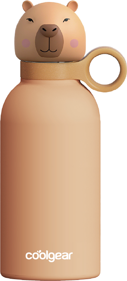COOL GEAR 2-Pack 13 oz Bottle Buddy Stainless Steel Water Bottle for Kids, Reusable Bottle with Playful Character Lids, BPA Free