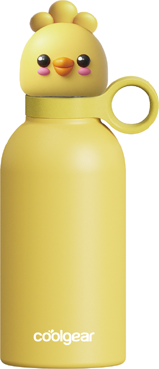 COOL GEAR 2-Pack 13 oz Bottle Buddy Stainless Steel Water Bottle for Kids, Reusable Bottle with Playful Character Lids, BPA Free
