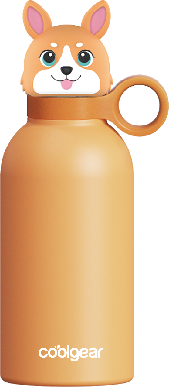 COOL GEAR 2-Pack 13 oz Bottle Buddy Stainless Steel Water Bottle for Kids, Reusable Bottle with Playful Character Lids, BPA Free
