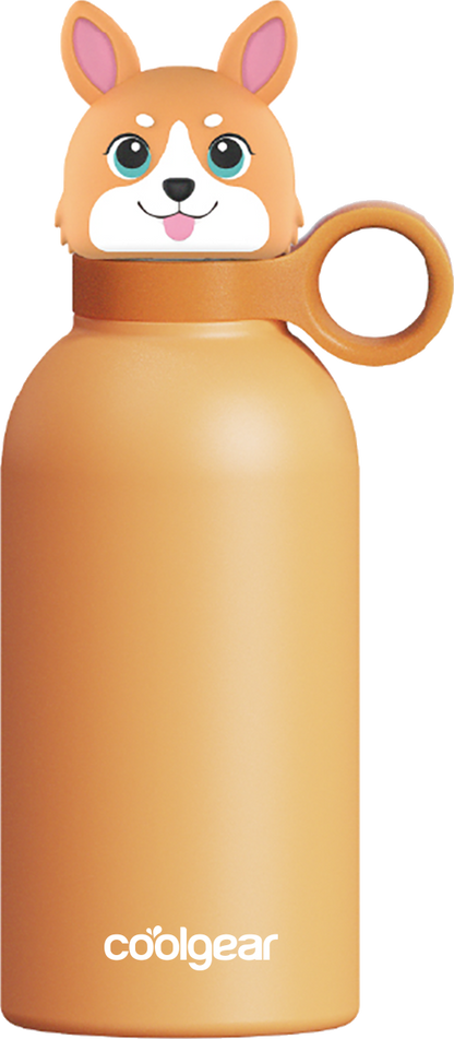 COOL GEAR 2-Pack 13 oz Bottle Buddy Stainless Steel Water Bottle for Kids, Reusable Bottle with Playful Character Lids, BPA Free