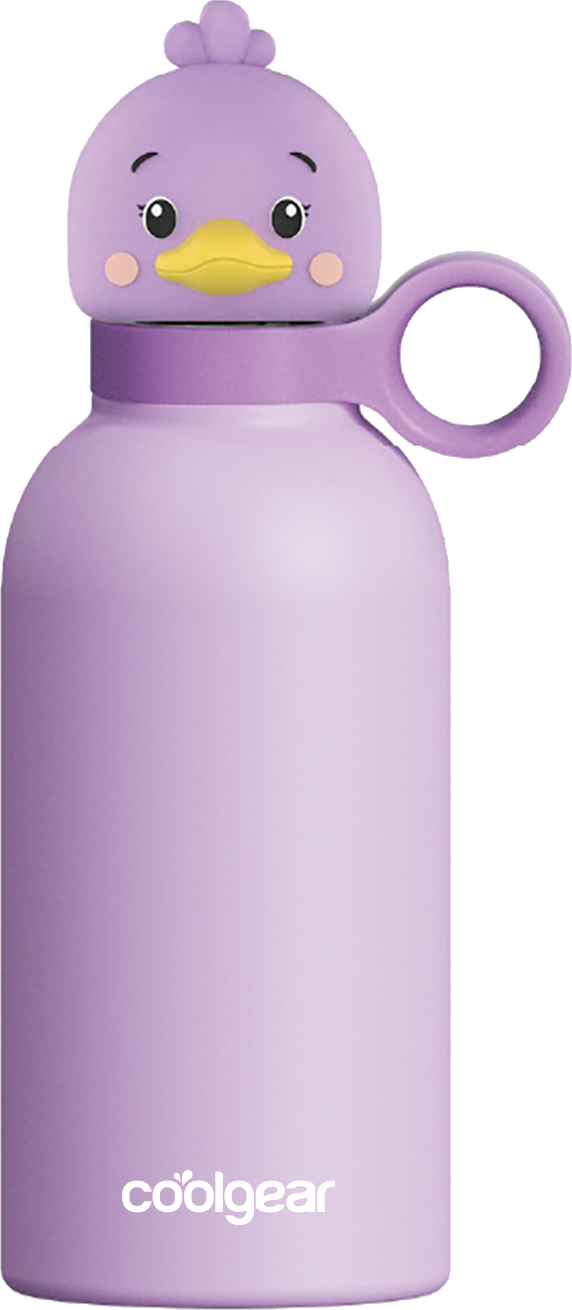 COOL GEAR 2-Pack 13 oz Bottle Buddy Stainless Steel Water Bottle for Kids, Reusable Bottle with Playful Character Lids, BPA Free