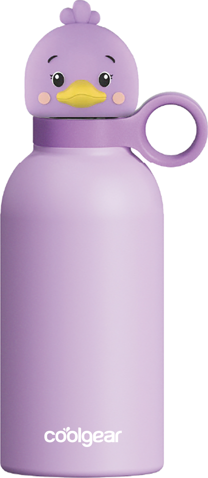 COOL GEAR 2-Pack 13 oz Bottle Buddy Stainless Steel Water Bottle for Kids, Reusable Bottle with Playful Character Lids, BPA Free
