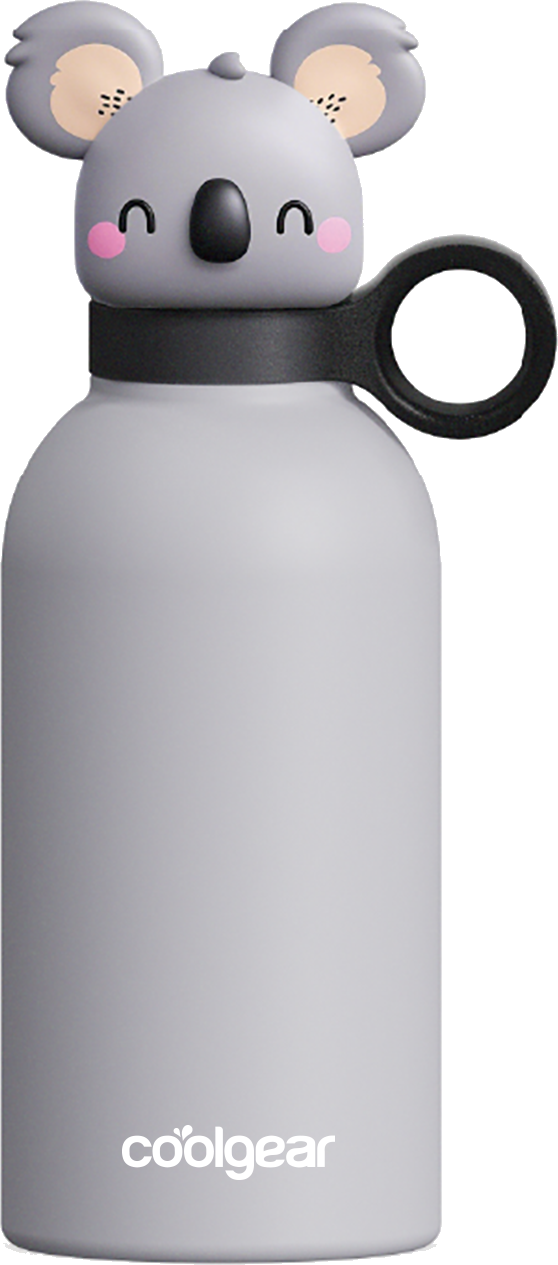 COOL GEAR 2-Pack 13 oz Bottle Buddy Stainless Steel Water Bottle for Kids, Reusable Bottle with Playful Character Lids, BPA Free