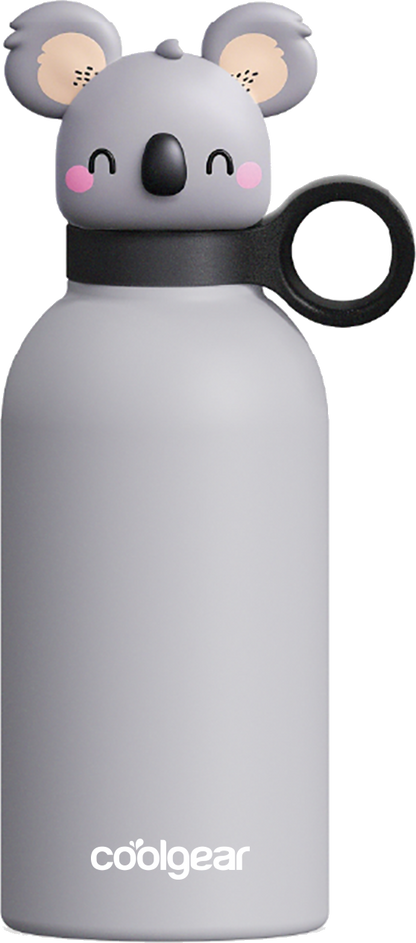 COOL GEAR 2-Pack 13 oz Bottle Buddy Stainless Steel Water Bottle for Kids, Reusable Bottle with Playful Character Lids, BPA Free