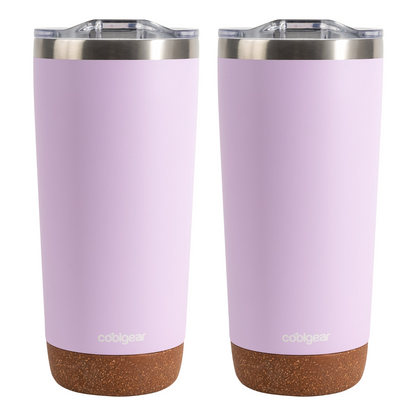Cool Gear 2-Pack American Designed, Stainless Steel, Dishwasher Safe, Copper Lined, Tumbler with  BPA-Free Lid & Cork Bottom, 20 oz