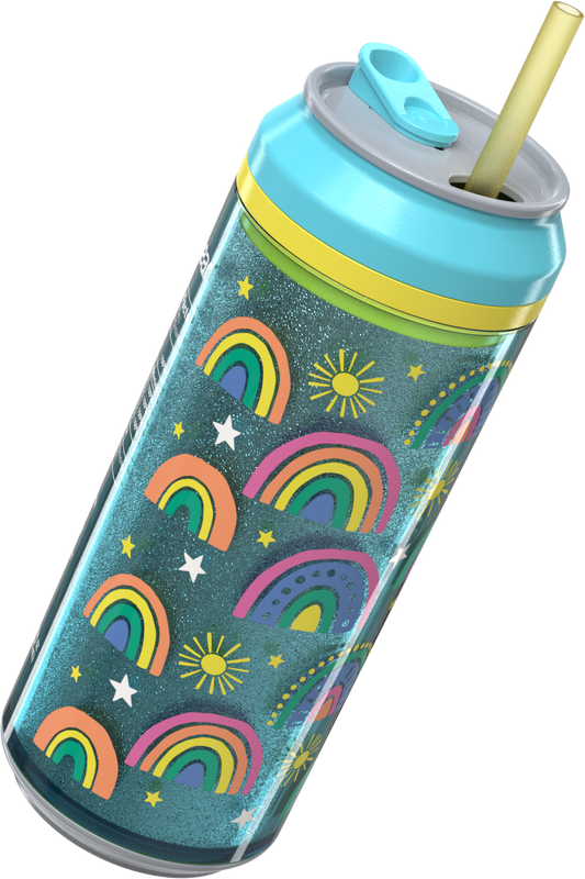 COOL GEAR CAN – 2 Pack 16 OZ | Pop Can Style, Double Wall Insulated, Straw Included, Fun Drink Cup for Everyone, Travel-Friendly