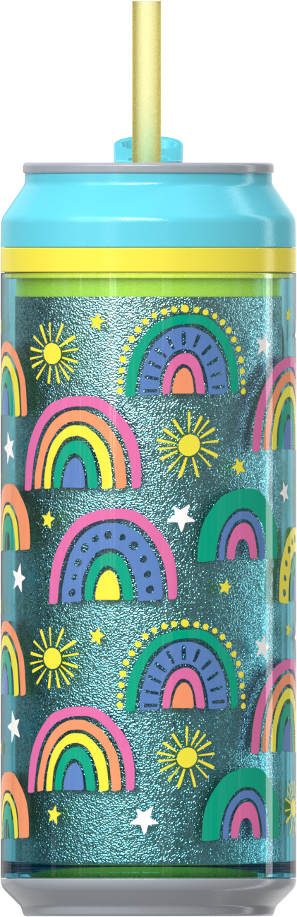 COOL GEAR CAN  2- Pack 16 OZ | Pop Can Style, Double Wall Insulated, Straw Included, Fun Drink Cup for Everyone, Travel-Friendly