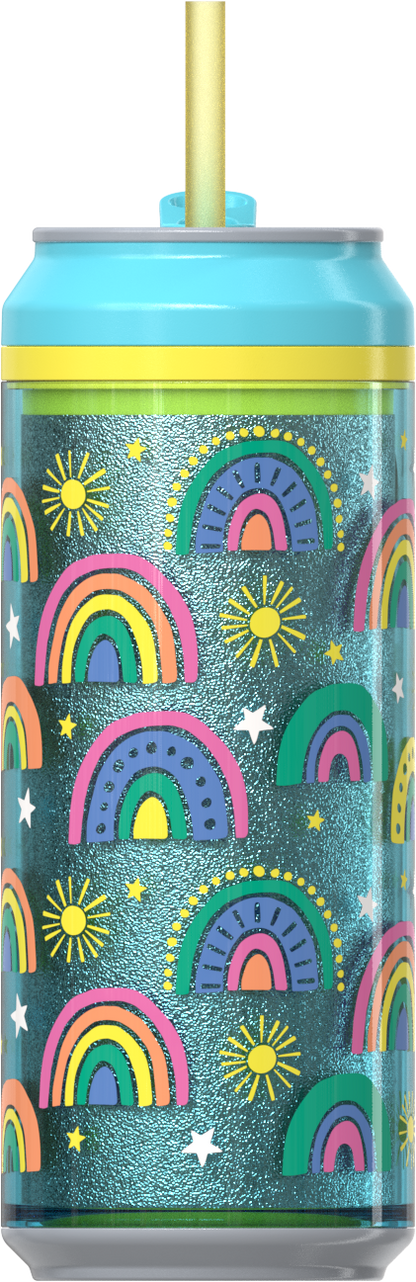COOL GEAR CAN  2- Pack 16 OZ | Pop Can Style, Double Wall Insulated, Straw Included, Fun Drink Cup for Everyone, Travel-Friendly