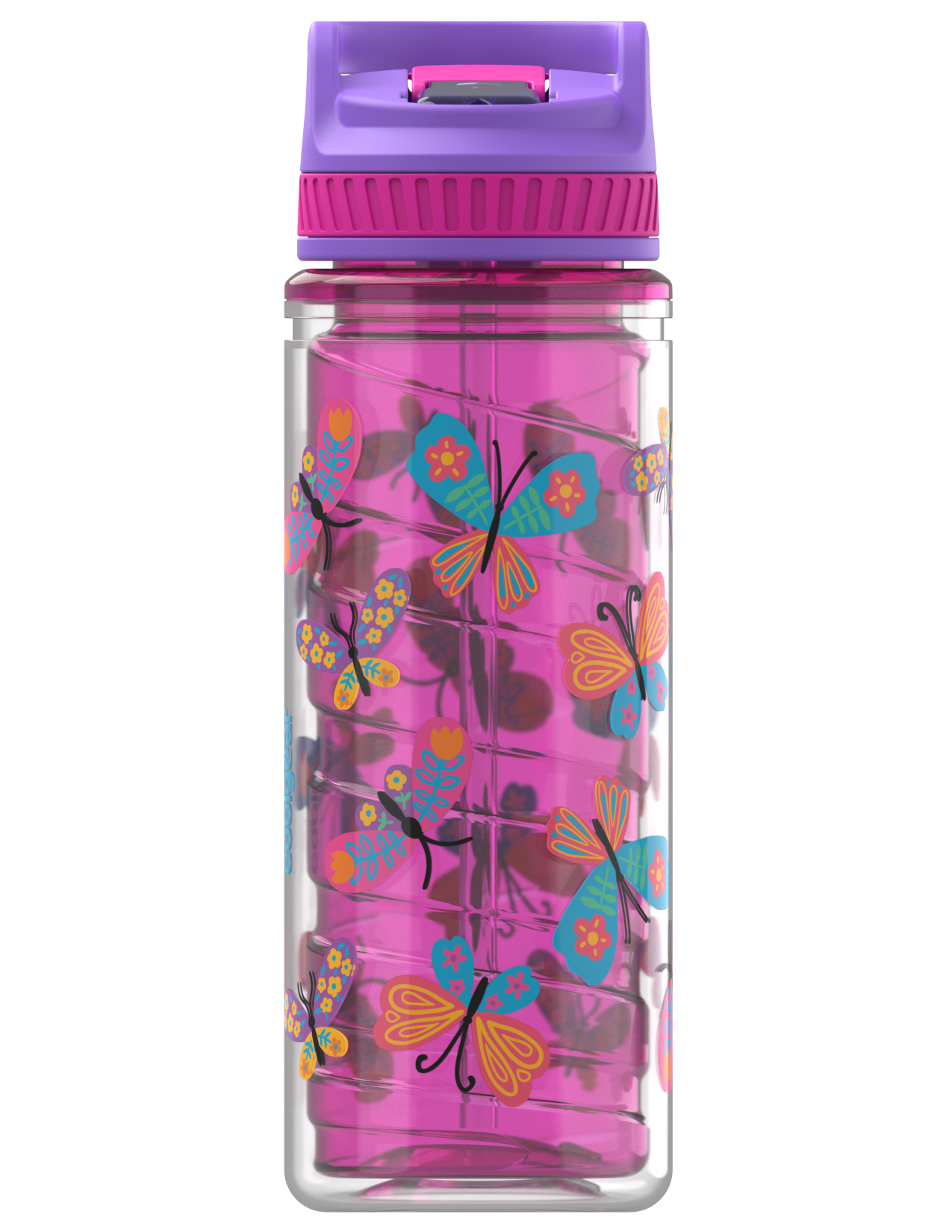 Cool Gear 2 Pack 16 oz Kids Twist Water Bottle with Double Wall, Sipper Lid and Finger Loop Cap with Printed Design | Great for Outdoors, Party Favors and More