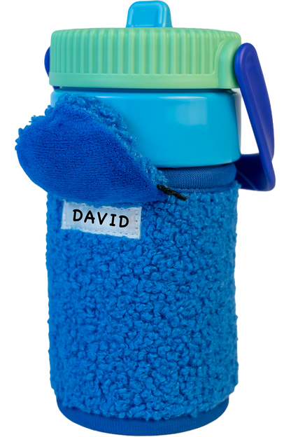 COOL GEAR 16oz GO GRIP Bottle with Plushie Sleeve, Reusable Water Bottle with Straw, BPA-Free, Removable Plush Sleeve - DINO/SHARK/UNICORN