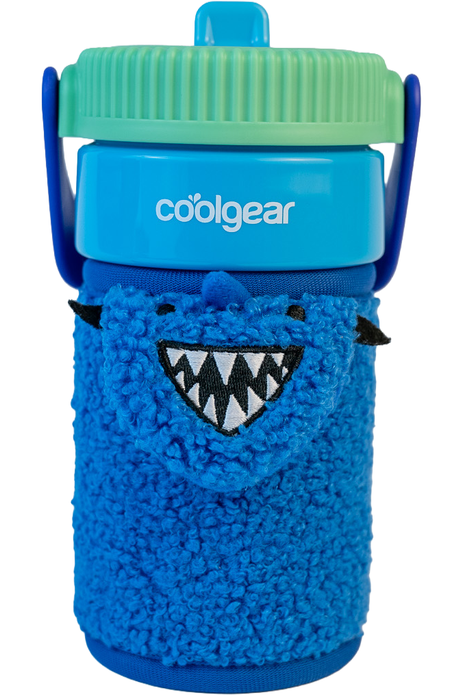 COOL GEAR 16oz GO GRIP Bottle with Plushie Sleeve, Reusable Water Bottle with Straw, BPA-Free, Removable Plush Sleeve - DINO/SHARK/UNICORN