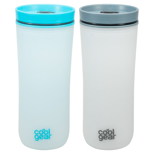 2 Pack COOL GEAR 16 oz Sumatra Coffee Travel Mug with Spill Resistant Slider Lid | Re-Usable Colored Tumbler
