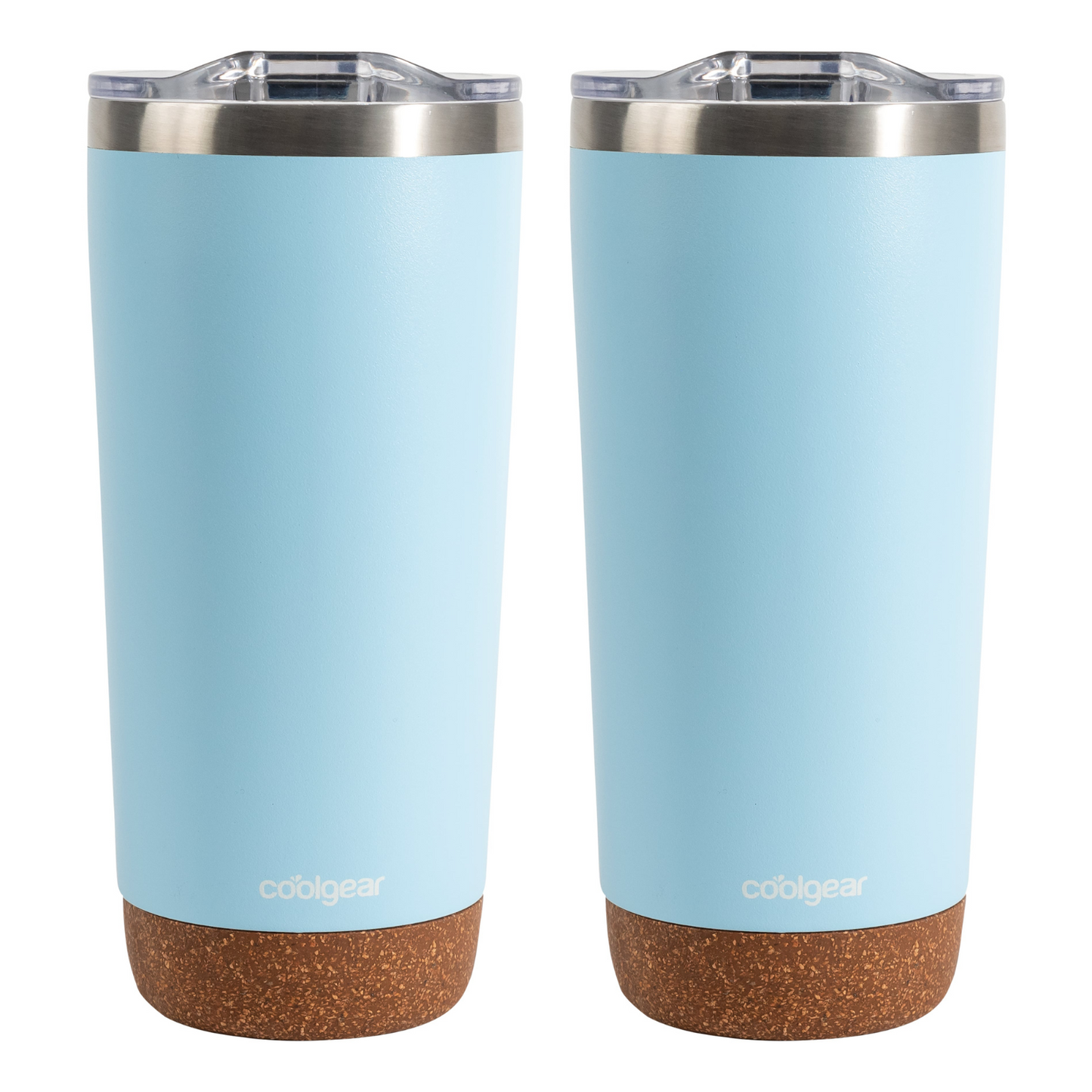 Cool Gear 2-Pack American Designed, Stainless Steel, Dishwasher Safe, Copper Lined, Tumbler with  BPA-Free Lid & Cork Bottom, 20 oz