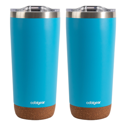 Cool Gear 2-Pack American Designed, Stainless Steel, Dishwasher Safe, Copper Lined, Tumbler with  BPA-Free Lid & Cork Bottom, 20 oz