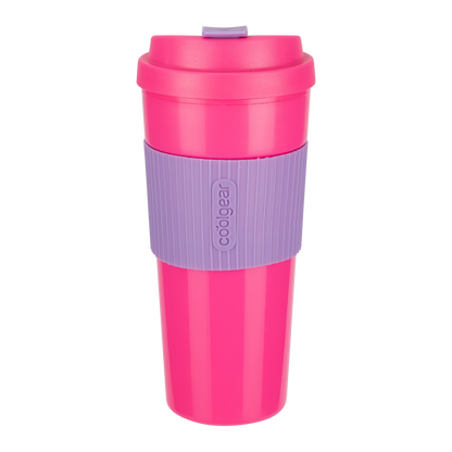 COOLGEAR 3-Pack 19 oz Eco 2 Go Coffee Mug with Protective Removable Band | Dishwasher Safe, Spillproof, Double-Wall Insulated Travel Mug for Coffee, Tea, and More | Blue/Pink/Purple