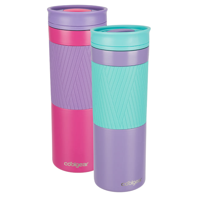 2 Pack COOL GEAR 20oz Amelia Coffee Travel Mug with Spill Resistant Slider Lid