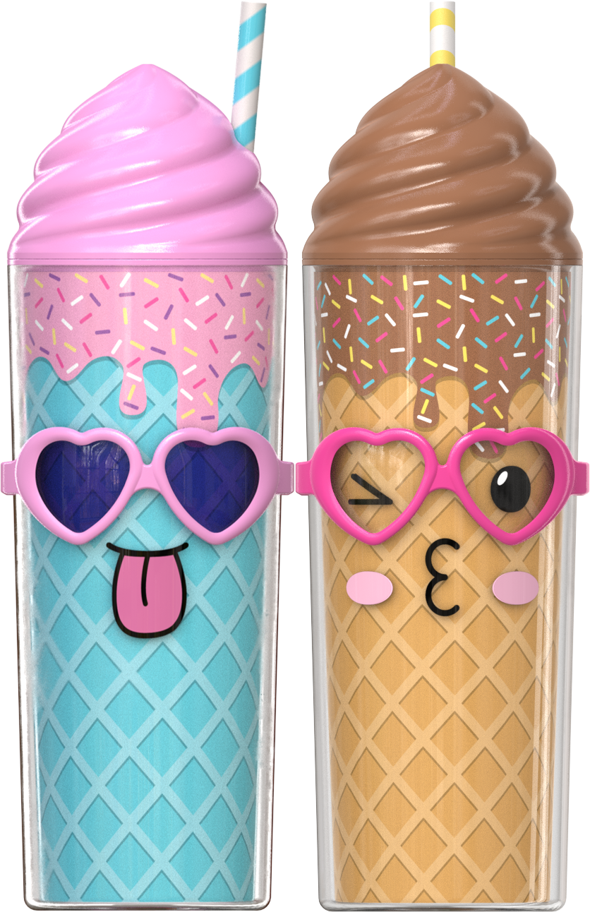 COOL GEAR 2-Pack 20 oz Shady Sweets Tumbler with Pressure Fit Lid and Straw Included