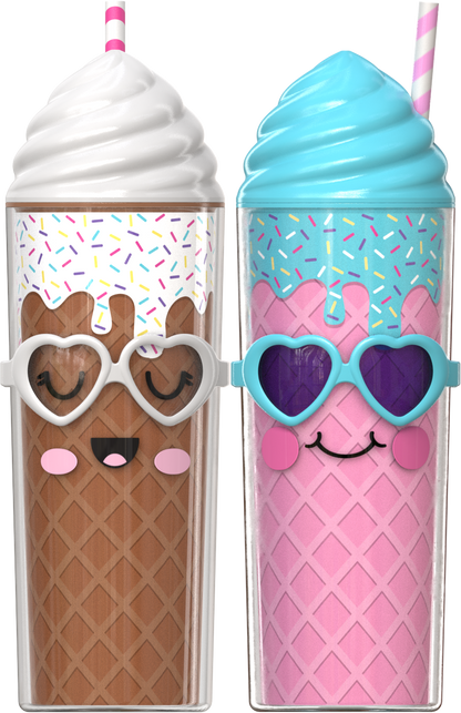 COOL GEAR 2-Pack 20 oz Shady Sweets Tumbler with Pressure Fit Lid and Straw Included