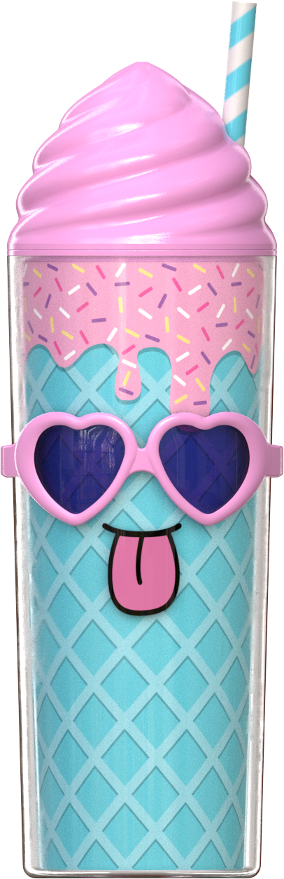 COOL GEAR Shady Sweets Tumbler with Pressure Fit Lid and Straw Included, 20 Ounce