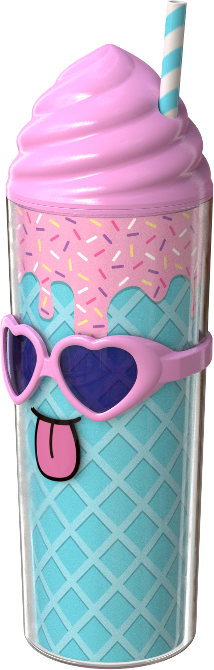 COOL GEAR Shady Sweets Tumbler with Pressure Fit Lid and Straw Included, 20 Ounce