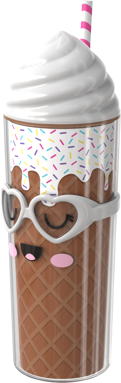 COOL GEAR Shady Sweets Tumbler with Pressure Fit Lid and Straw Included, 20 Ounce