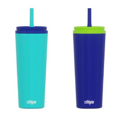 COOL GEAR 22 oz Slate Stainless Steel Tumbler with Straw Lid, Reusable Tumbler, 2 Pack