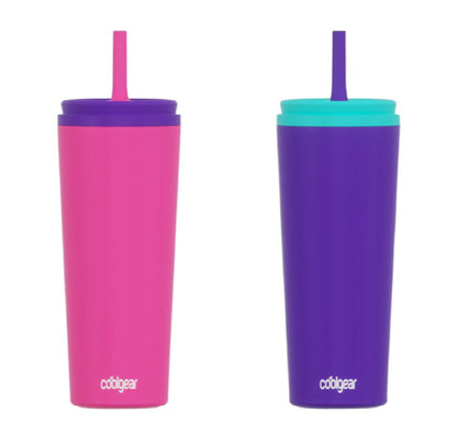 COOL GEAR 22 oz Slate Stainless Steel Tumbler with Straw Lid, Reusable Tumbler, 2 Pack