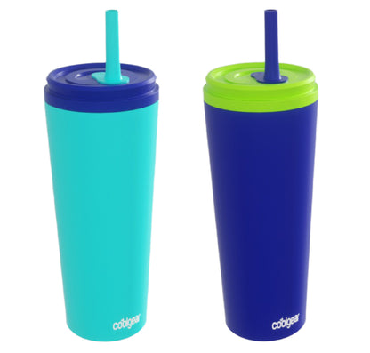 COOL GEAR 22 oz Slate Stainless Steel Tumbler with Straw Lid, Reusable Tumbler, 2 Pack