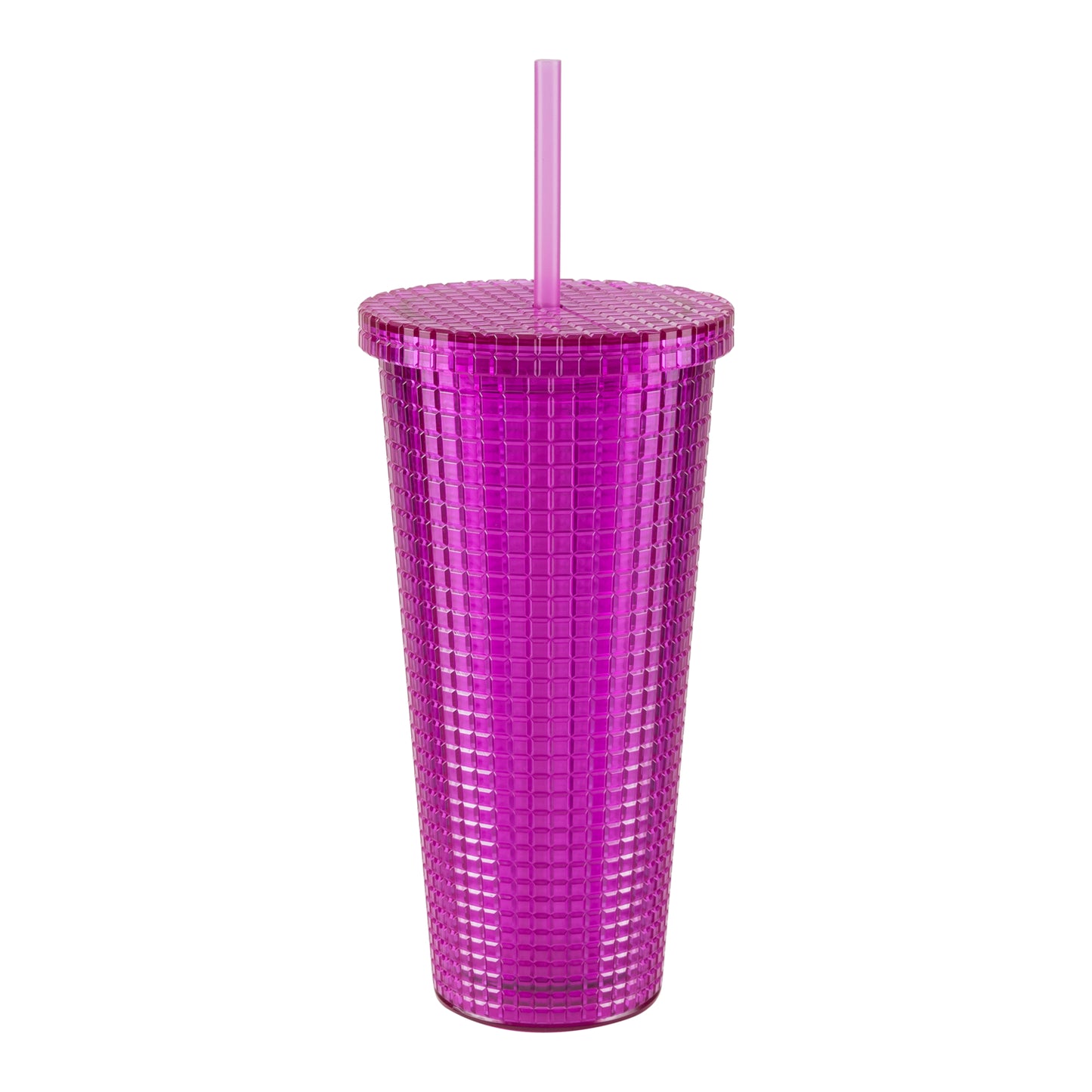 Cool Gear 3-Pack 23 oz Jem Chiller with Reusable Straw | Dishwasher Safe, Spillproof, Double-Wall Insulated Travel Tumbler | Trendy, Textured Design - Plum Pack