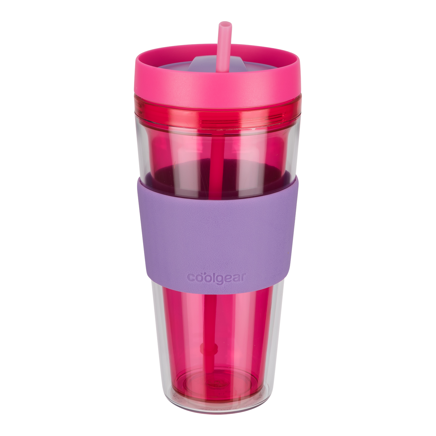 4 Pack COOL GEAR 24 oz Callisto Clear Chiller with Straw and Band | Dual Function Closure Colored Re-Usable Tumbler Water Bottle